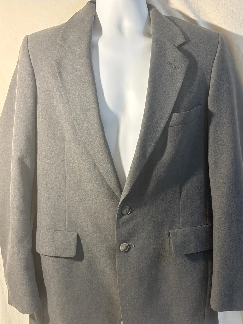 Classic Men's Gray Two-Button Blazer sport coat preppy pockets lined office J1